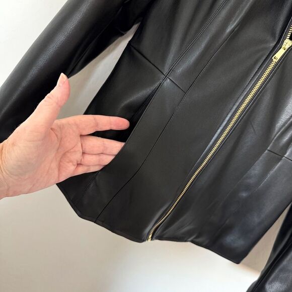 Cole Haan Signature Wing Collar Faux Vegan Leather Jacket Size S - Picture 9 of 12